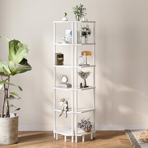 6 Tier Corner Shelf, 66.5'' Tall Standing Shelf, Narrow Display Shelf Stand - Image 7