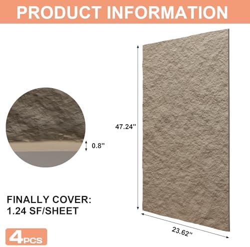 3D Faux Stone PU Wall Panels for Interior Decor, 4 Pieces, Stone Yellow - Image 6