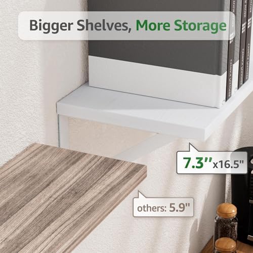 COCOYA Wall Shelves 7.3" Deep Solid Paulownia Wood - Image 3