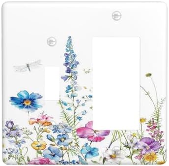 Outlet Covers Boho Colorful Flowers Plants And Dragonflies 1 Toggle 1 Rocker by Lightswitchcovers