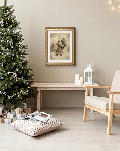 VIYYIEA Gold Framed Christmas Santa Wall Art Canvas Painting, 16×13 Inch - Image 2