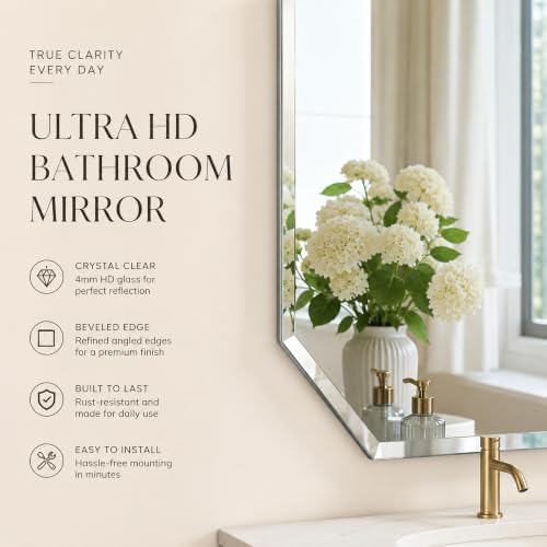 Silver Wall Mirror-Beveled Edge Frameless 24X36inch Rectangle Mirrors - Image 2