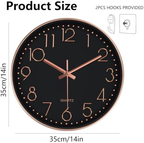 Modern Silent Wall Clock, 14 Inch Wall Clocks Battery Operated - Image 3