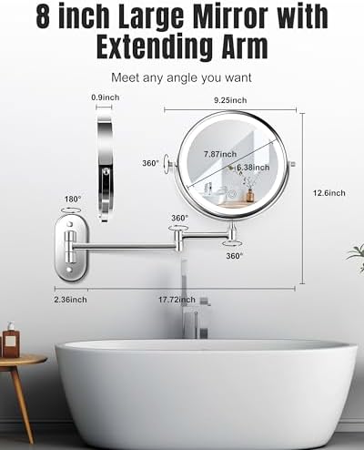 30X/1X 8 Inch Wall Mounted Magnifying Makeup Mirror - Image 6