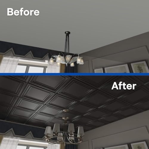 Art3d PVC Drop Ceiling Tiles 24x24 in, 96 Sq.Ft, Matte Black - Image 6