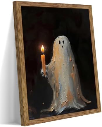Framed Vintage Halloween Ghost Wall Art, Cute Spooky Ghost by Unknown