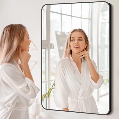 BONEWEI 30x48 inch Bathroom Mirror, Wall Mounted Bathroom Frame Vanity Mirror - Image 7