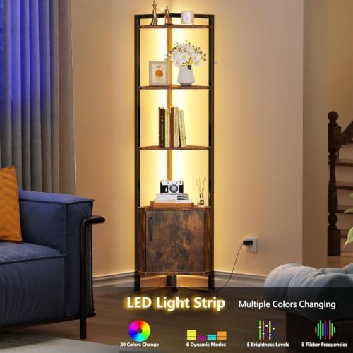 Furnulem Corner Shelf Cabinet, Corner Bookshelf - Image 5