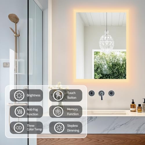 LUVODI Bathroom LED Mirror Backlit: Rectangular Vanity Mirror 24x32 inches - Image 4