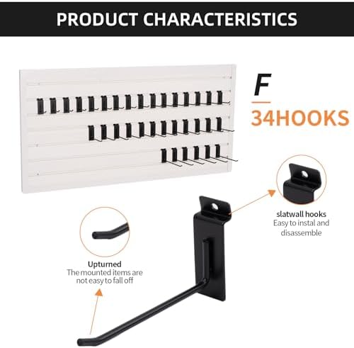 Slatwall Accessories Heavy Duty Garage Hooks Slatwall Panel Hooks Slat Wall - Image 2