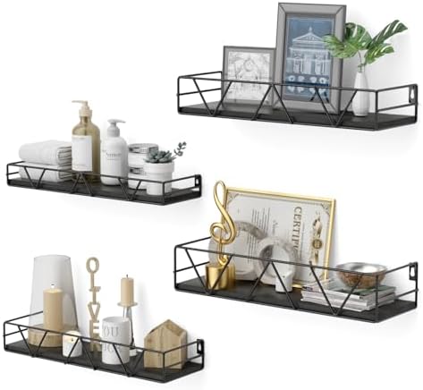 Floating Shelves Set of 4, Wood Wall Shelf, Farmhouse Shelf by Amoot