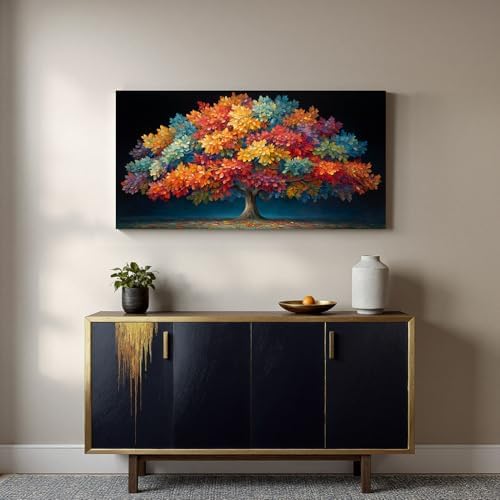 YISXINOAG Colorful Tree of Life Wall Art Modern Landscape Painting 20"X40" - Image 5