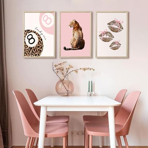 Pink Cheetah Wall Art Decor Leopard Preppy Trendy Canvas Poster Fashion - Image 6