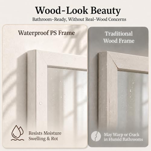 24" x 36" Cream White Wall Mirror - Image 4