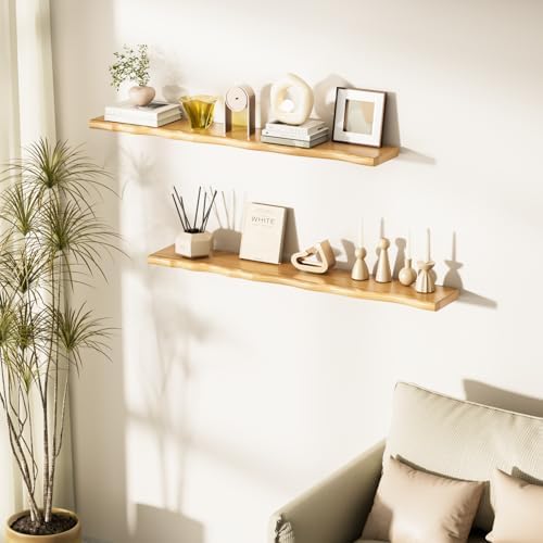 Organic Wavy Edge Floating Shelves, Hidden Brackets, 1 Pack 48 in - Image 2
