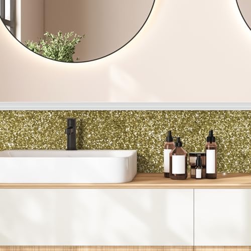 CRE8TIVE Chunky Glitter Wallpaper Stick and Peel Gold Wall Border Trim 8"x354" - Image 5