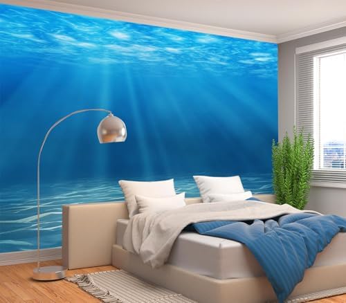 Serene Deep Blue Underwater Sunlight Wallpaper Peel Stick - Image 2