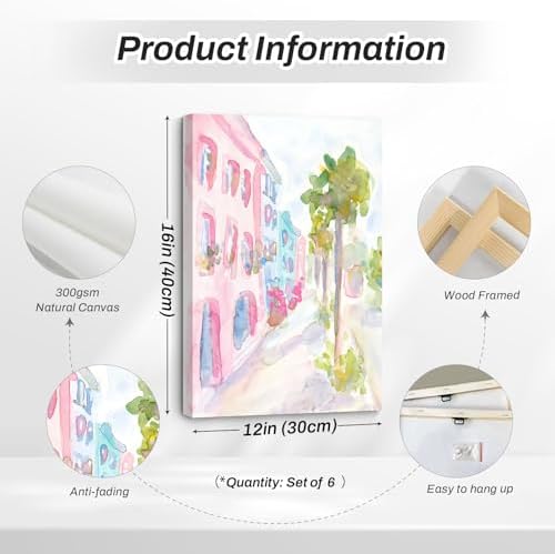 Charleston South Carolina Wall Art Preppy Posters Pictures Pastel Pink Canvas - Image 2