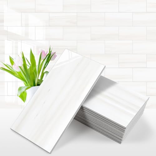 Vamos Tile 100-Piece Glossy Dolomite White Peel and Stick Backsplash Tile by VamosTile