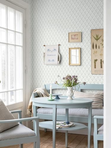 Heroad Blue Peel and Stick Wallpaper Farmhouse Tiny Floral Wall Paper - Image 3