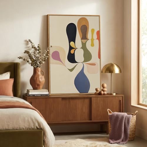 Framed Boho Abstract Mid Century Modern Wall Art - Image 2