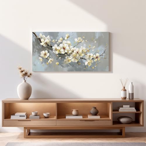 YISXINOAG Beige Flower Floral Wall Art Modern Painting Canvas Print 20"X40" - Image 2