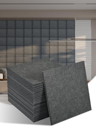 AKUMAX 24 Pack Acoustic Wall Panels, 11.8 x 11.8 x 0.4 in Peel-and-Stick PET by AKUMAXWOODWALLPANELS