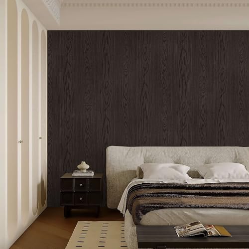 Dimoon Black Wood Wallpaper Wood Contact Paper Thickened Embossed Gray Wood - Image 5