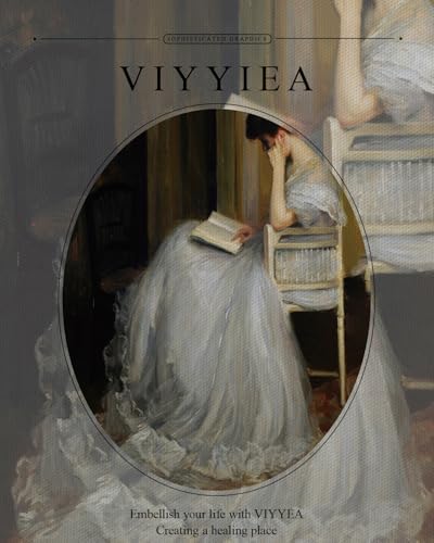 VIYYIEA Large Gold Framed Woman Reading Living Room Wall Art, 24x36 Inch - Image 4