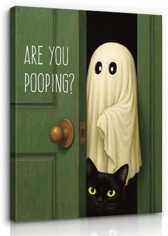YHCTHT Funny Ghost Cat Halloween Bathroom Wall Art, Are You Pooping by Unknown