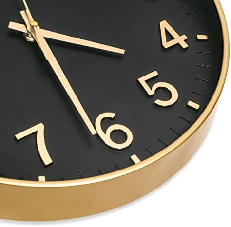 HZDHCLH 12 Inch Silent Wall Clock Battery Operated Non Ticking Black Gold - Image 6