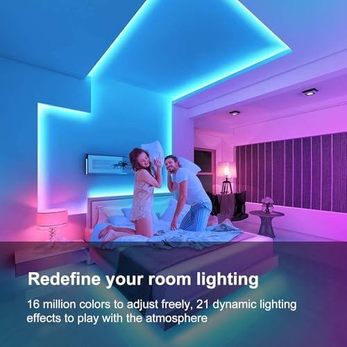 100 FT Led Lights for Bedroom, Music Synchronized RGB Bluetooth LED Lights - Image 3