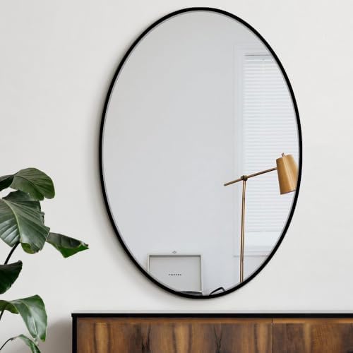 Delma 38x26 Black Oval Bathroom Mirror - Image 6