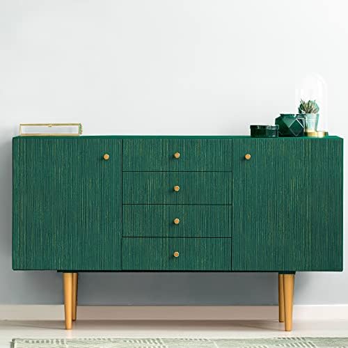 VEELIKE Teal Green Grasscloth Wallpaper 32''x354'' Textured Green Peel and - Image 7
