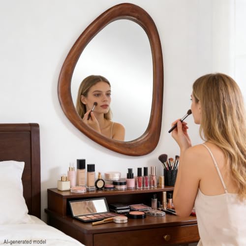 Irregular Wall Mirror, 30*20inch Asymmetrical Wood Mirrors, Entryway Mirror - Image 7