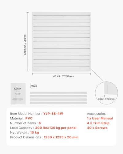 VEVOR Slat Wall Paneling, 4 x 4 ft, PVC Garage Slatwall - Image 7