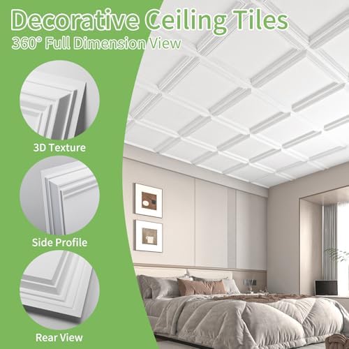 Art3d 3D PVC Ceiling Tiles 24x24 in, 144 Sq.Ft - Image 5