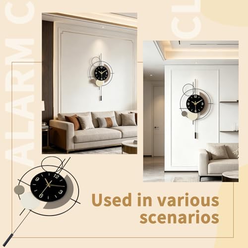 Wall Clock with Pendulum, Silent Quality Quartz Battery Operated, Large Wall - Image 6