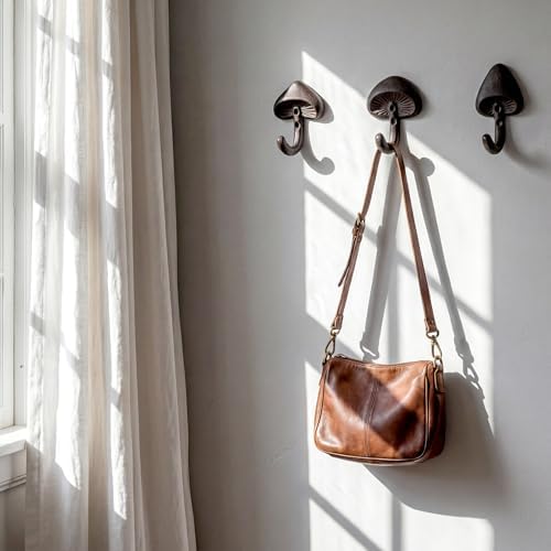 3 Pcs Mushroom Wall Hooks Decorative Iron Mushroom Shaped Hanging Hooks Wall - Image 3