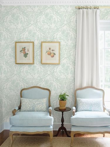 Ismoon Sage Green Floral Wallpaper Peel Stick Vintage Damask Wallpaper - Image 4