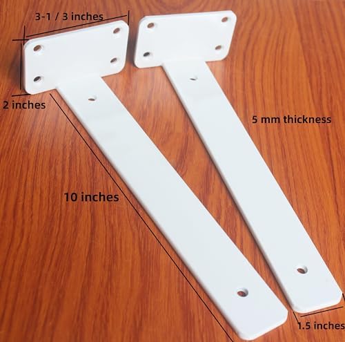 2 Pack - 10 inch White Hidden L Shelf Bracket Iron Floating Shelf Brackets - Image 2
