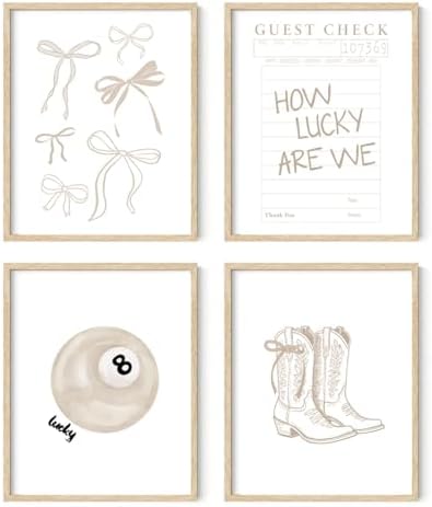 XYDEG Beige Coquette Trendy Preppy Wall Art Posters Prints Set of 4, Coquette by Unknown