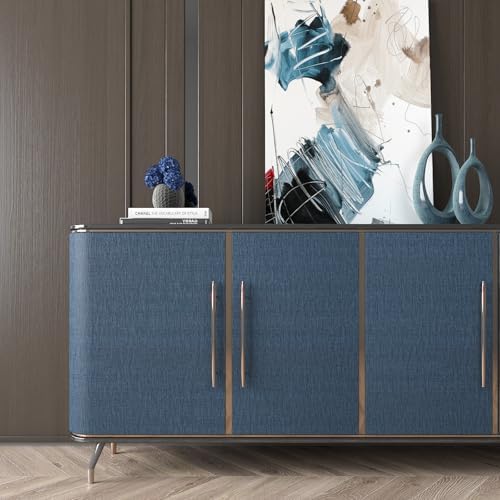 Navy Grasscloth Peel and Stick Wallpaper Textured Blue Grass Cloth Wallpaper - Image 4