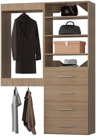 Modular Closet System, Wood Tower Closet Storage by Unknown