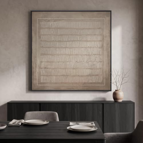 Extra Large Framed Neutral Abstract Line Wall Art - Image 6