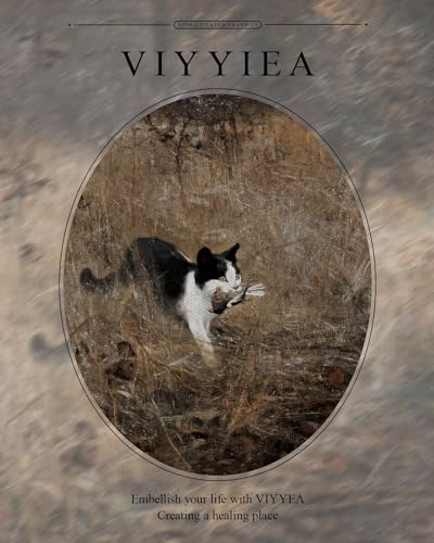 VIYYIEA Gold Framed Black Cat Wall Art Vintage Canvas Painting, 13×16 Inch - Image 4