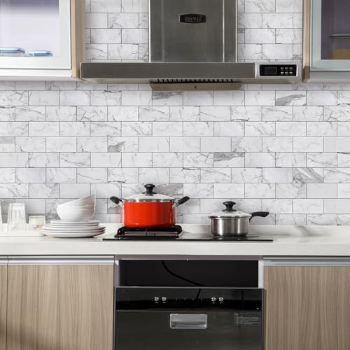 Vamos Tile 100-Piece Glossy Statury White Peel and Stick Backsplash Tile - Image 4