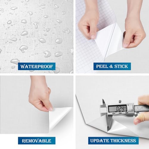 FunStick 16"x240" Minimalist Grey White Peel and Stick Wallpaper Textured Grass - Image 7