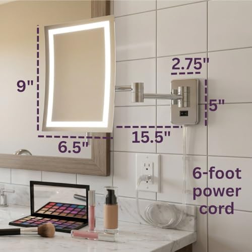 JERDON Lighted Wall-Mount Makeup Mirror - Image 5