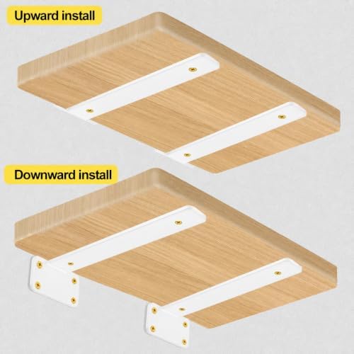 6 Pack - 6 inch White Hidden L Shelf Bracket Iron Floating Shelf Brackets - Image 5